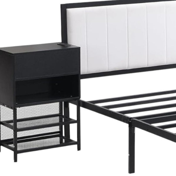 HomeRoots Black Upholstered Twin Bed Frame with Stylish Metal & Tufted Design for Modern Bedroom Comfort 592807