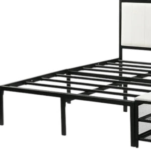 HomeRoots Black Tufted Upholstered Full Bed Frame with Metal Support – Stylish Comfort for Modern Bedrooms 592809