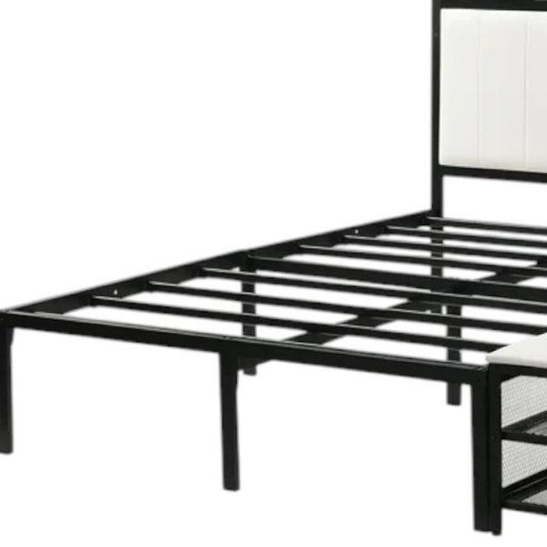 HomeRoots Black Tufted Upholstered Full Bed Frame with Metal Support – Stylish Comfort for Modern Bedrooms 592809