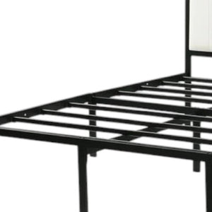 HomeRoots Black Tufted Upholstered Full Bed Frame with Metal Support – Stylish Comfort for Modern Bedrooms 592809