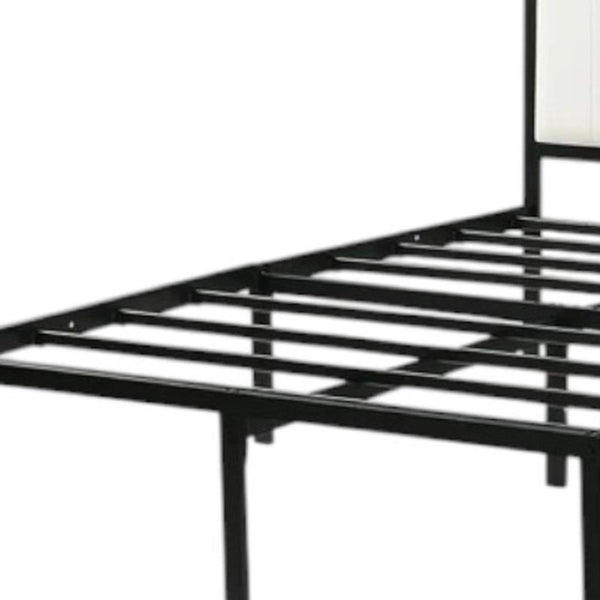 HomeRoots Black Tufted Upholstered Full Bed Frame with Metal Support – Stylish Comfort for Modern Bedrooms 592809