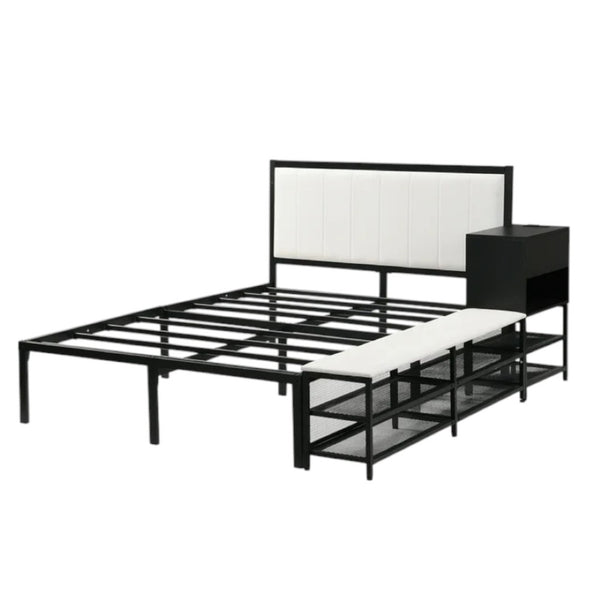 HomeRoots Black Tufted Upholstered Full Bed Frame with Metal Support – Stylish Comfort for Modern Bedrooms 592809
