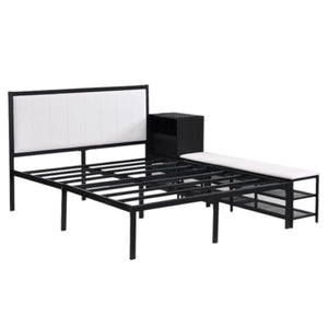 HomeRoots Black Tufted Upholstered Full Bed Frame with Metal Support – Stylish Comfort for Modern Bedrooms 592809