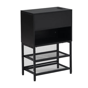 HomeRoots Black Tufted Upholstered Full Bed Frame with Metal Support – Stylish Comfort for Modern Bedrooms 592809