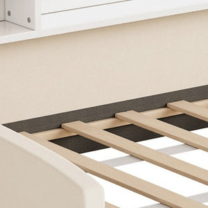 HomeRoots Beige Tufted Velvet Twin Bed Frame with Under-Bed Drawers for Stylish Storage & Comfort 592815