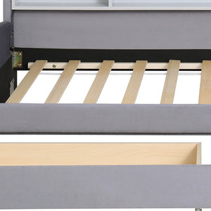 HomeRoots Gray Tufted Velvet Twin Bed Frame with Storage Drawers - Luxurious, Stylish Design for Your Bedroom 592816
