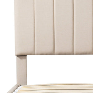 HomeRoots Beige Tufted Upholstered Twin Bed Frame with Trundle - Stylish Space Saver for Cozy Sleepovers! 592819