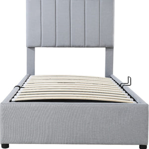 HomeRoots Gray Tufted Twin Bed Frame with Trundle – Stylish, Space-Saving Design for Kids & Guests, Durable Comfort 592820