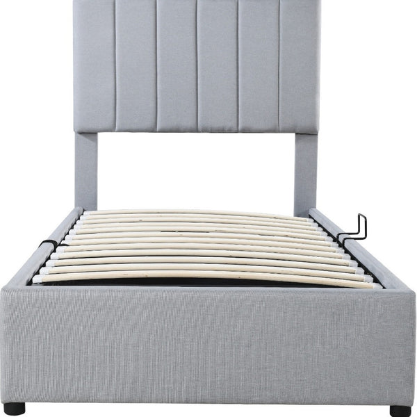 HomeRoots Gray Tufted Twin Bed Frame with Trundle – Stylish, Space-Saving Design for Kids & Guests, Durable Comfort 592820