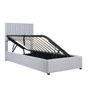 HomeRoots Gray Tufted Twin Bed Frame with Trundle – Stylish, Space-Saving Design for Kids & Guests, Durable Comfort 592820