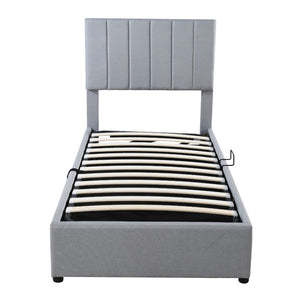 HomeRoots Gray Tufted Twin Bed Frame with Trundle – Stylish, Space-Saving Design for Kids & Guests, Durable Comfort 592820