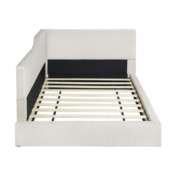 HomeRoots Beige Tufted Upholstered Twin Day Bed - Elegant Multi-Purpose Seating & Stylish Sleeping Solution 592821