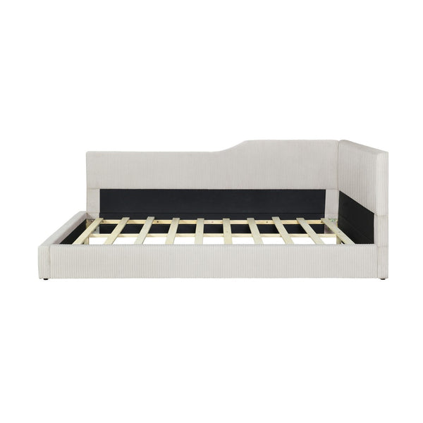 HomeRoots Beige Tufted Day Bed – Elegant Upholstered Full Bed for Versatile Comfort in Living Rooms & Offices 592823