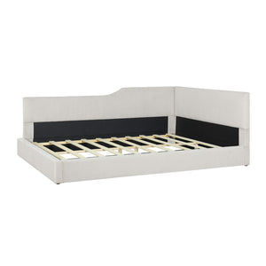 HomeRoots Beige Tufted Day Bed – Elegant Upholstered Full Bed for Versatile Comfort in Living Rooms & Offices 592823