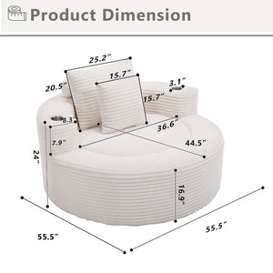 English Elm Round Cloud Sectional Sofa Bed with Memory Foam Cushions for Studio Living Spaces White W3224P444293