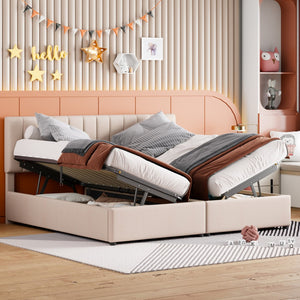 HomeRoots Beige Tufted Upholstered King Bed Frame - Stylish Modern Design for Cozy, Elegant Bedroom Retreats 592825