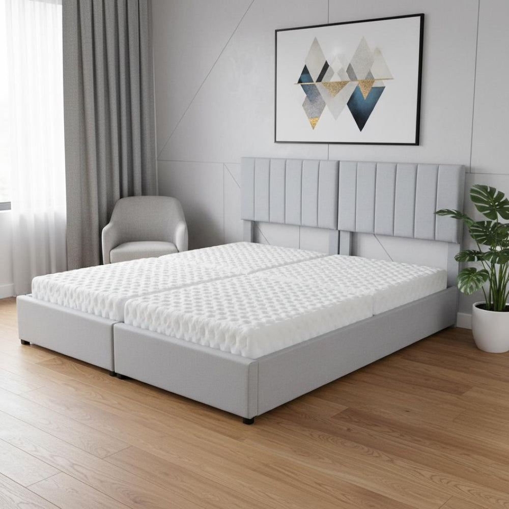 HomeRoots Gray Tufted Upholstered King Bed Frame - Elegant Design, Plush Comfort, and Modern Style for Your Bedroom! 592826