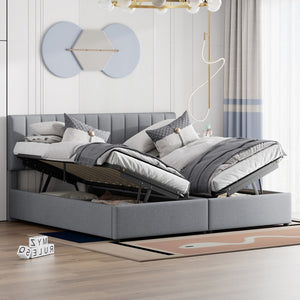 HomeRoots Gray Tufted Upholstered King Bed Frame - Elegant Design, Plush Comfort, and Modern Style for Your Bedroom! 592826