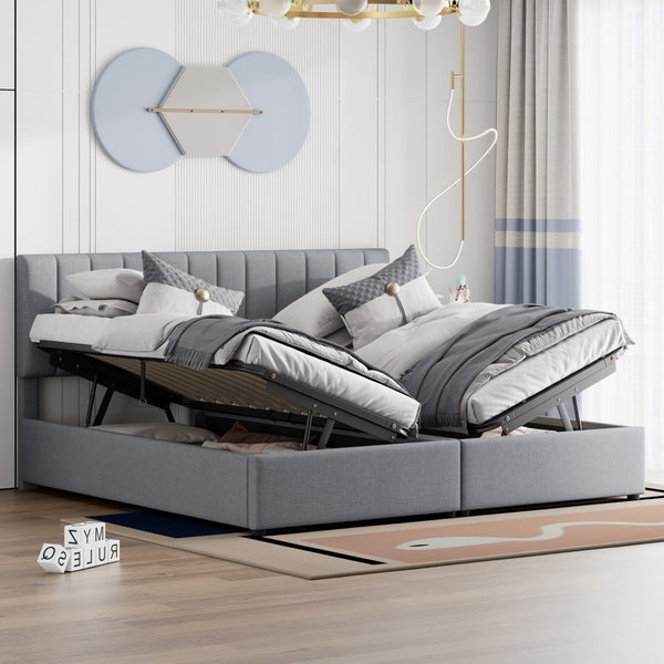 HomeRoots Gray Tufted Upholstered King Bed Frame - Elegant Design, Plush Comfort, and Modern Style for Your Bedroom! 592826