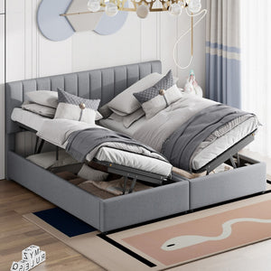 HomeRoots Gray Tufted Upholstered King Bed Frame - Elegant Design, Plush Comfort, and Modern Style for Your Bedroom! 592826