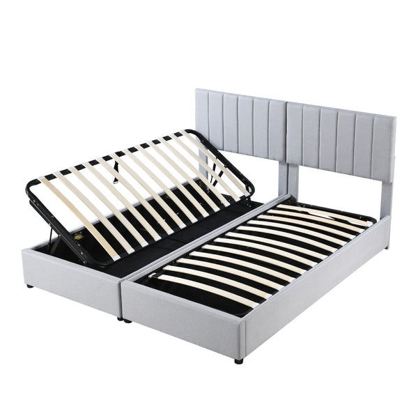 HomeRoots Gray Tufted Upholstered King Bed Frame - Elegant Design, Plush Comfort, and Modern Style for Your Bedroom! 592826