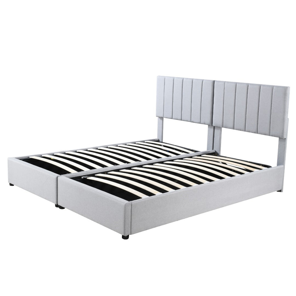 HomeRoots Gray Tufted Upholstered King Bed Frame - Elegant Design, Plush Comfort, and Modern Style for Your Bedroom! 592826