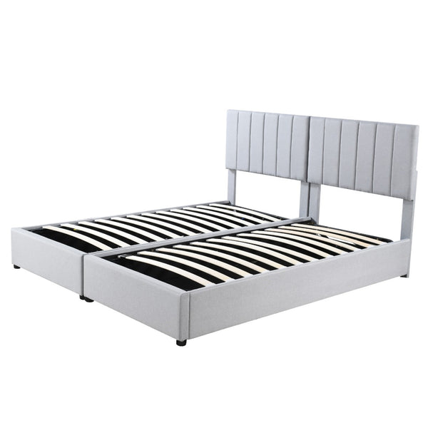 HomeRoots Gray Tufted Upholstered King Bed Frame - Elegant Design, Plush Comfort, and Modern Style for Your Bedroom! 592826