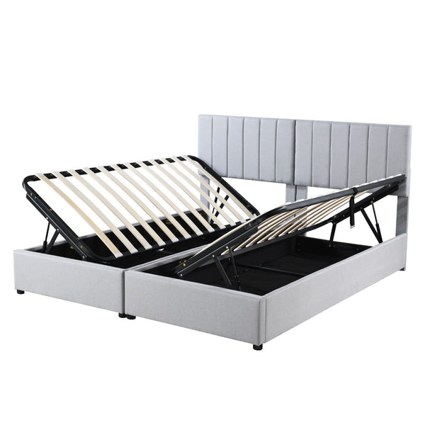 HomeRoots Gray Tufted Upholstered King Bed Frame - Elegant Design, Plush Comfort, and Modern Style for Your Bedroom! 592826