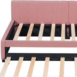HomeRoots Pink Tufted Upholstered Twin Day Bed with Trundle - Stylish Seating & Sleeping Solution for All Ages 592829