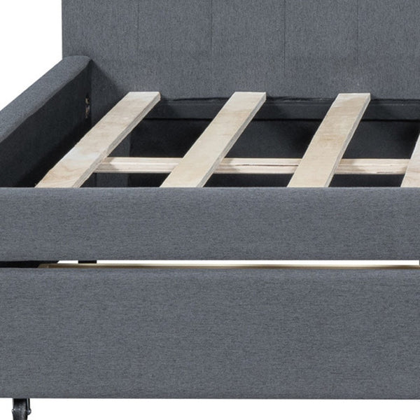 HomeRoots Gray Tufted Upholstered Full Day Bed with Drawers - Stylish Multi-Functional Seating & Storage Solution 592832