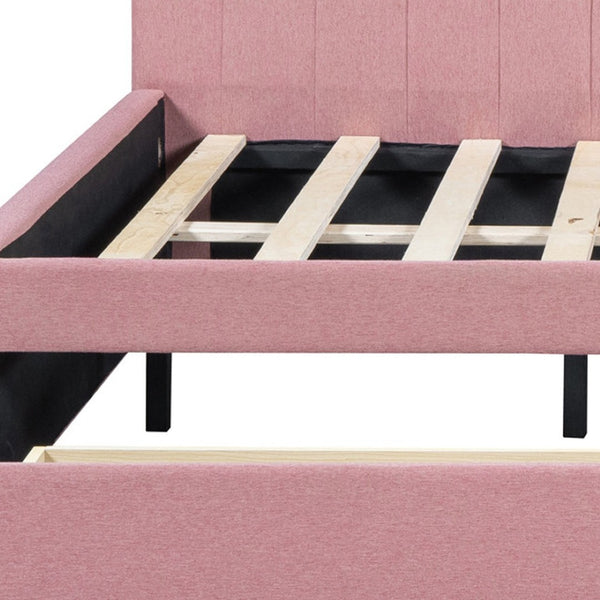 HomeRoots Pink Tufted Upholstered Full Day Bed with Drawers – Chic, Space-Saving Design for Modern Living Spaces 592833