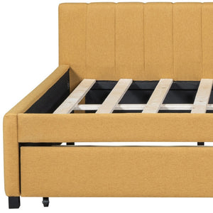HomeRoots Yellow Tufted Upholstered Full Day Bed with Storage Drawers - Versatile Design for Any Room 592834
