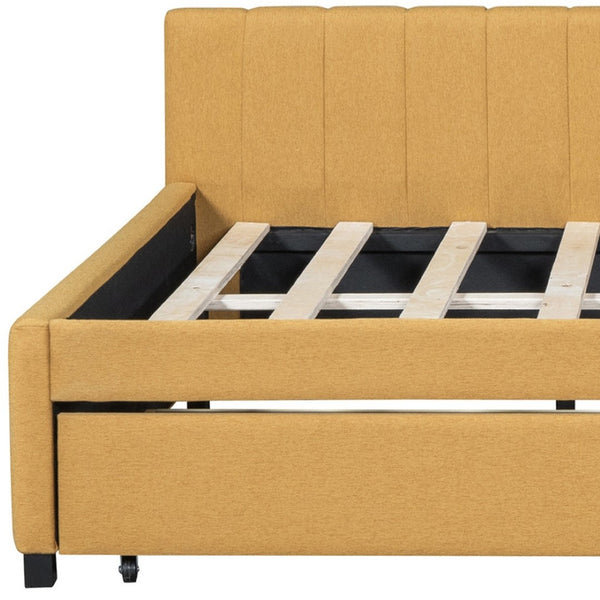 HomeRoots Yellow Tufted Upholstered Full Day Bed with Storage Drawers - Versatile Design for Any Room 592834