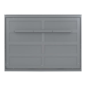 HomeRoots Gray Wood Full Murphy Bed - Space-Saving Design with Stylish Cabinet, Perfect for Guest Rooms & Studios 592839