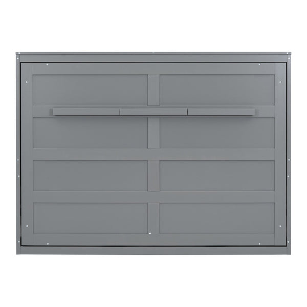 HomeRoots Gray Wood Full Murphy Bed - Space-Saving Design with Stylish Cabinet, Perfect for Guest Rooms & Studios 592839