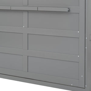 HomeRoots Gray Wood Full Murphy Bed - Space-Saving Design with Stylish Cabinet, Perfect for Guest Rooms & Studios 592839
