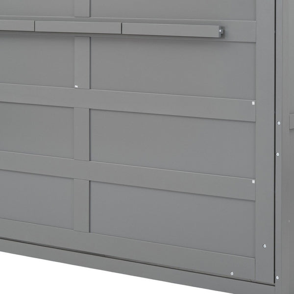 HomeRoots Gray Wood Full Murphy Bed - Space-Saving Design with Stylish Cabinet, Perfect for Guest Rooms & Studios 592839