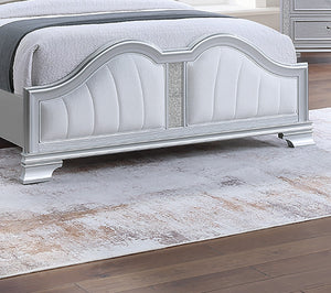 English Elm Cotemporary Queen Bed with Double-Arched Headboard, Glitter Stripe & Built-In LED Lighting, Upholstered Plush Gray 29 L x 5 W x 68 H B011S01692