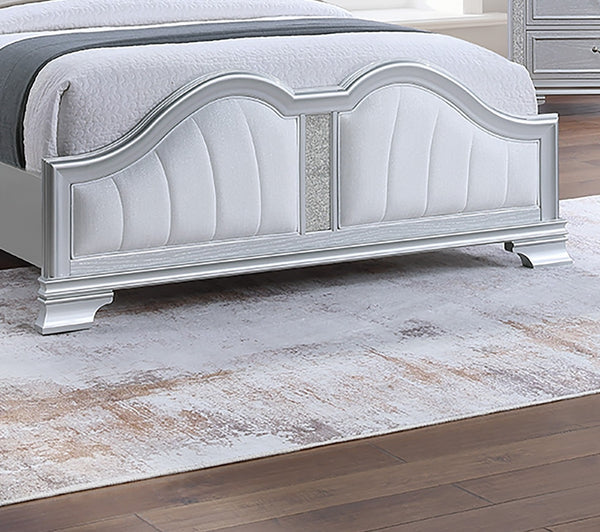 English Elm Cotemporary Queen Bed with Double-Arched Headboard, Glitter Stripe & Built-In LED Lighting, Upholstered Plush Gray 29 L x 5 W x 68 H B011S01692
