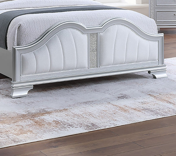 English Elm Contemporary Full Bed with Led Arch Headboard Glam Glitter Detail and Silver Frame B011S02121
