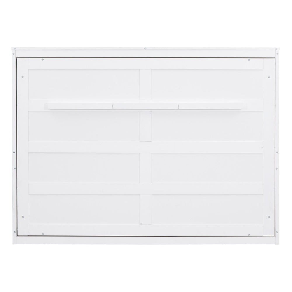 HomeRoots White Wood Full Murphy Bed - Space-Saving Design with Stylish Cabinet, Perfect for Guest Rooms & Studios 592840