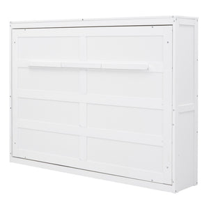 HomeRoots White Wood Full Murphy Bed - Space-Saving Design with Stylish Cabinet, Perfect for Guest Rooms & Studios 592840
