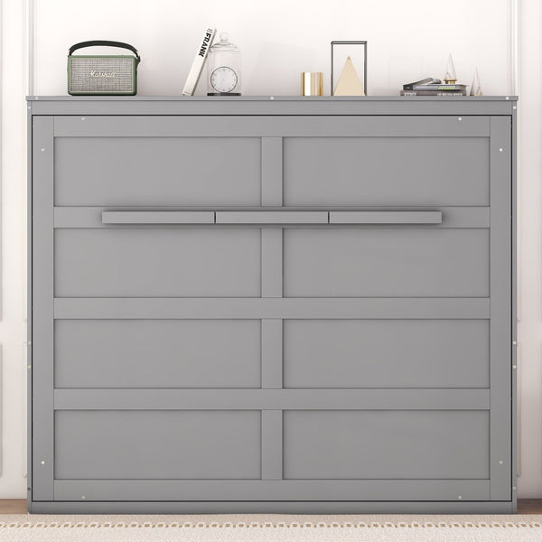 HomeRoots Gray Wood Queen Murphy Bed - Stylish Space-Saving Solution for Guest Rooms & Multi-Purpose Living Areas 592841