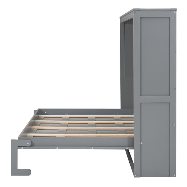 HomeRoots Gray Wood Queen Murphy Bed - Stylish Space-Saving Solution for Guest Rooms & Multi-Purpose Living Areas 592841