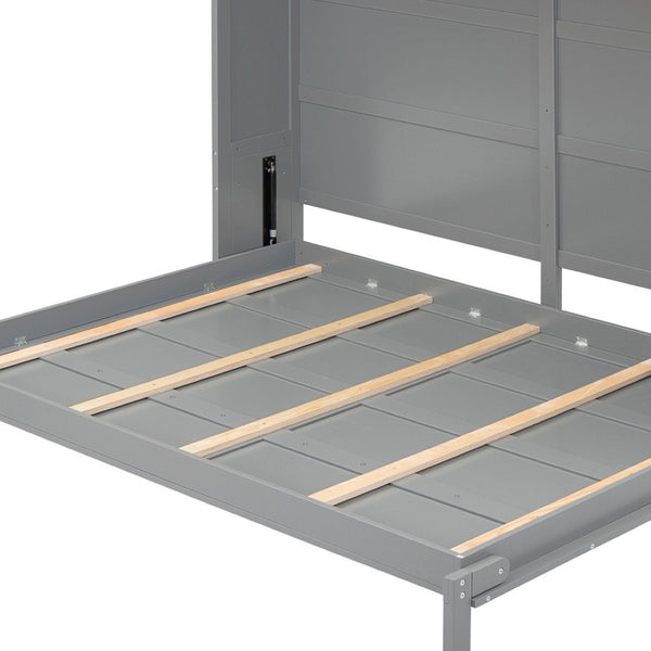HomeRoots Gray Wood Queen Murphy Bed - Stylish Space-Saving Solution for Guest Rooms & Multi-Purpose Living Areas 592841