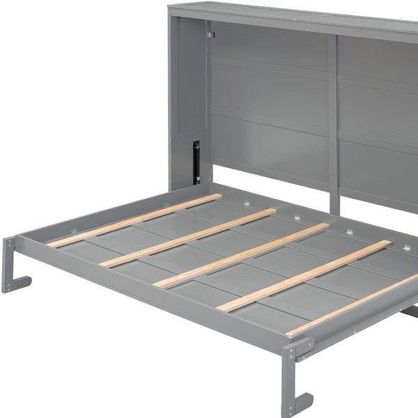 HomeRoots Gray Wood Queen Murphy Bed - Stylish Space-Saving Solution for Guest Rooms & Multi-Purpose Living Areas 592841