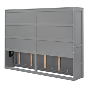 HomeRoots Gray Wood Queen Murphy Bed - Stylish Space-Saving Solution for Guest Rooms & Multi-Purpose Living Areas 592841