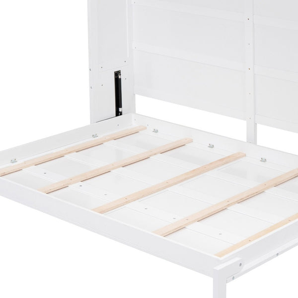 HomeRoots White Wood Queen Murphy Bed – Stylish Space-Saving Design for Small Rooms, Studios, and Guest Areas 592842