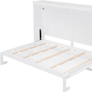 HomeRoots White Wood Queen Murphy Bed – Stylish Space-Saving Design for Small Rooms, Studios, and Guest Areas 592842