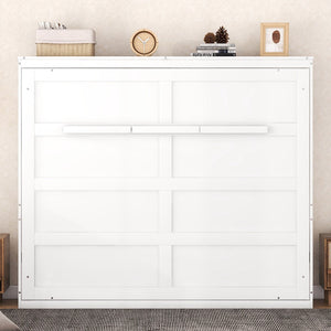 HomeRoots White Wood Queen Murphy Bed – Stylish Space-Saving Design for Small Rooms, Studios, and Guest Areas 592842